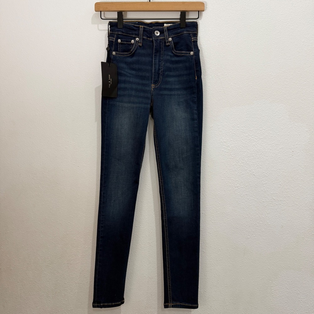 NEW‎ rag & bone Nina High-Rise Ankle Skinny Jeans Womens 23 Carmen Dark Wash